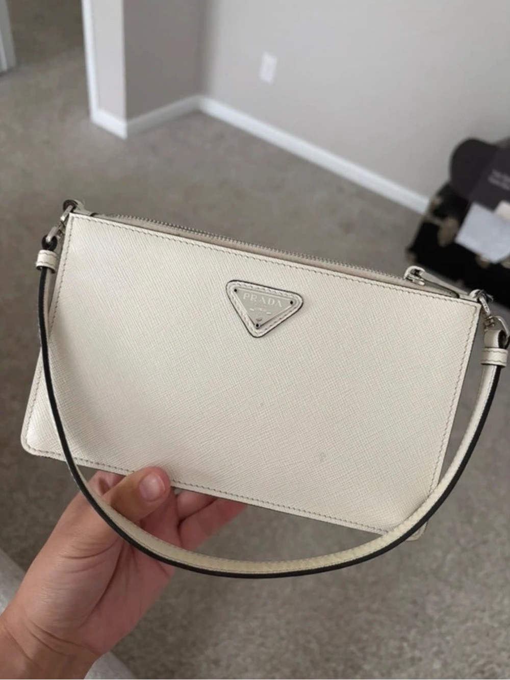 Prada Cream Saffiano Mini Wristlet - Picture 1 of 5